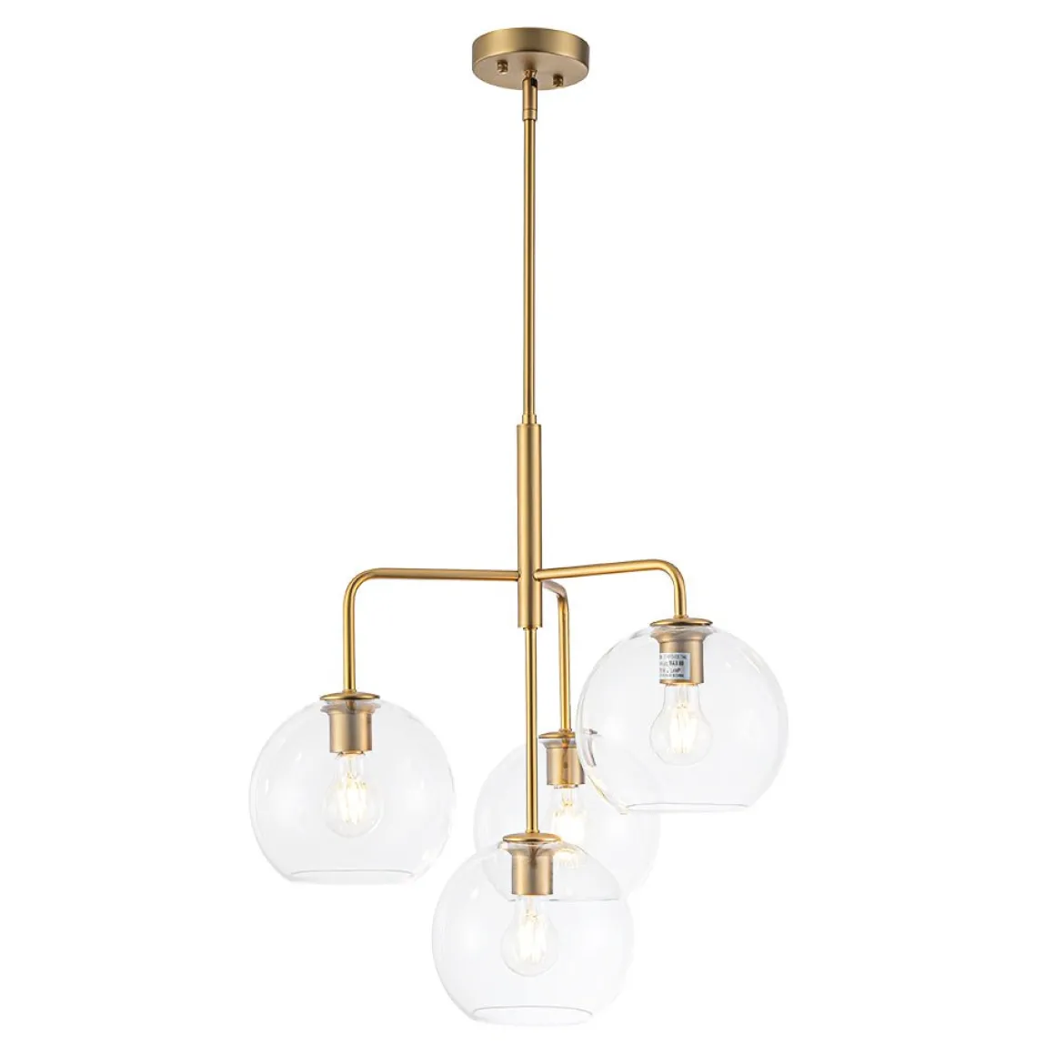 Modern 4-Light Clear Glass Bubble Hanging Sputnik Chandelier