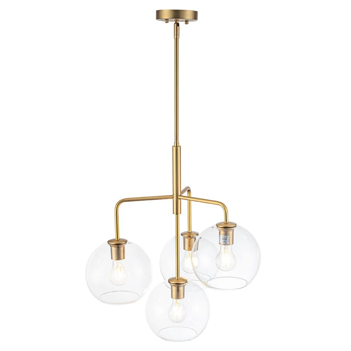 Modern 4-Light Clear Glass Bubble Hanging Sputnik Chandelier