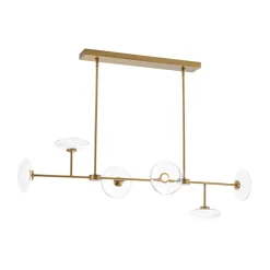 Modern 6-light Clear Glass Dimmable LED Linear Island Chandelier