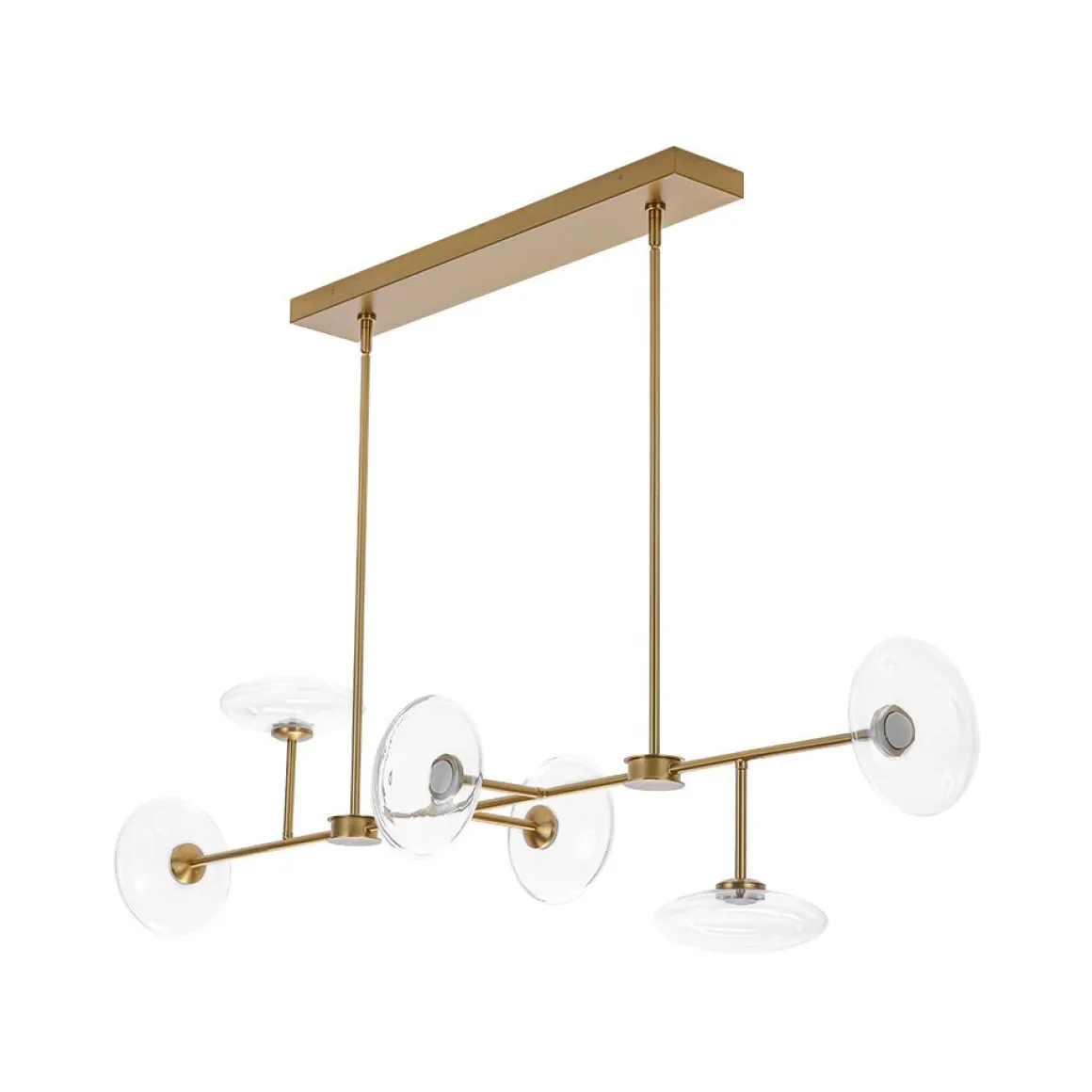 Modern 6-light Clear Glass Dimmable LED Linear Island Chandelier