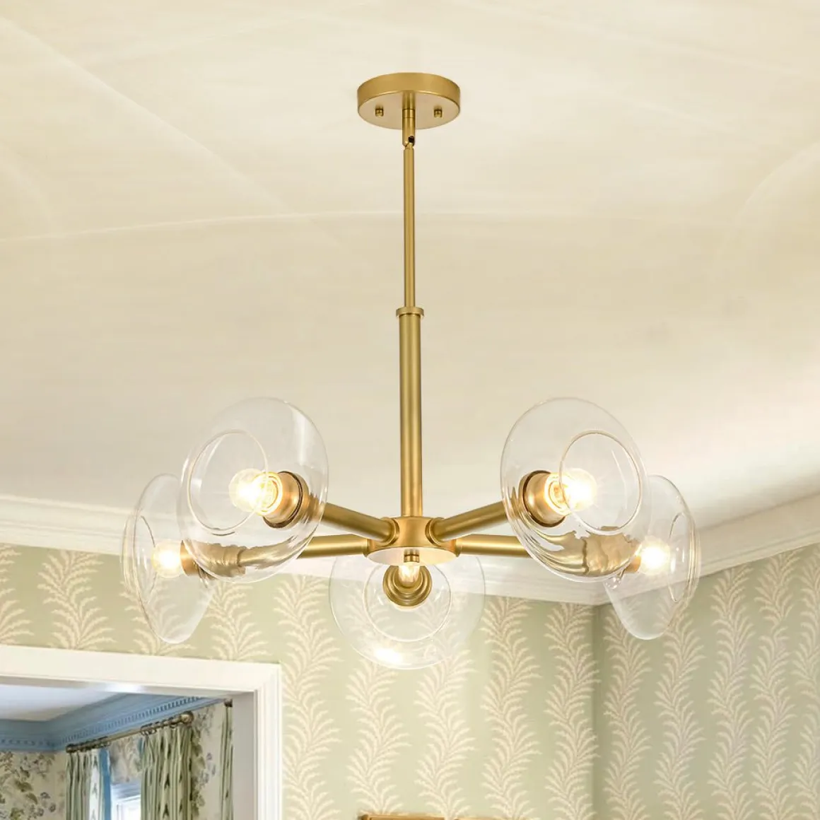Modern 5-Light Clear Glass Round Sputnik Chandelier