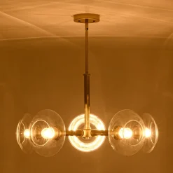Modern 5-Light Clear Glass Round Sputnik Chandelier