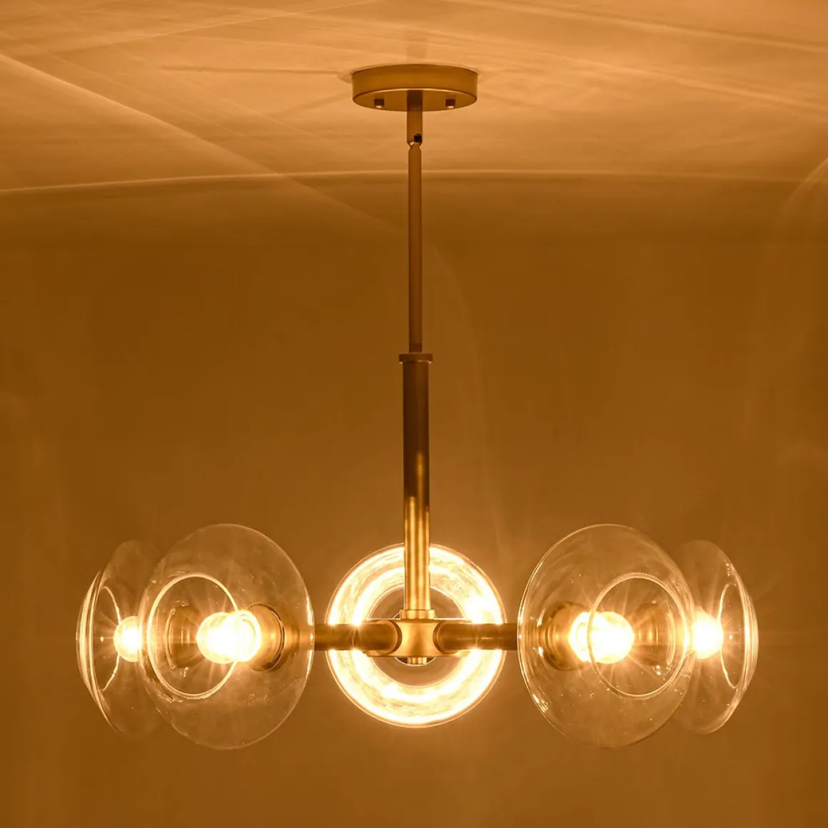 Modern 5-Light Clear Glass Round Sputnik Chandelier