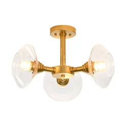 Modern 3-Light Clear Glass Round Sputnik Semi Flush Mount