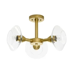Modern 3-Light Clear Glass Round Sputnik Semi Flush Mount