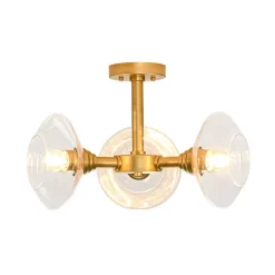 Modern 3-Light Clear Glass Round Sputnik Semi Flush Mount