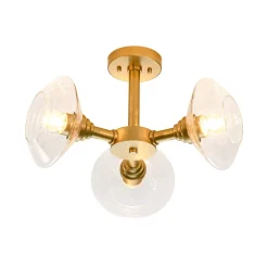 Modern 3-Light Clear Glass Round Sputnik Semi Flush Mount