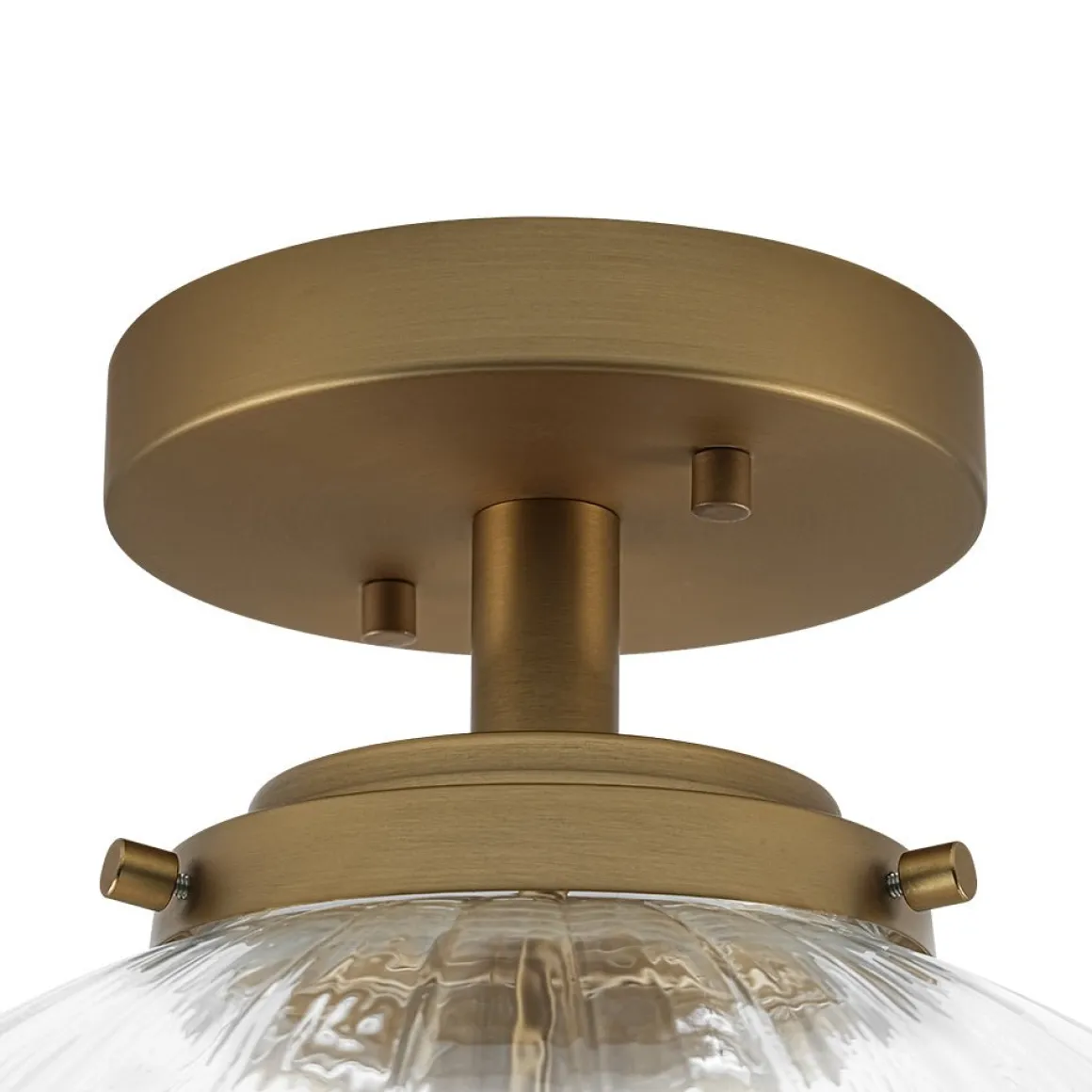 Modern 1-Light Clear Ribbed Glass Globe Semi Flush Mount