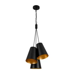 Modern 3-Light Cluster Metal Conical Shade Chandelier