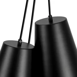 Modern 3-Light Cluster Metal Conical Shade Chandelier