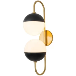 Modern 2-Light Double Goose Arm Globe Wall Sconce