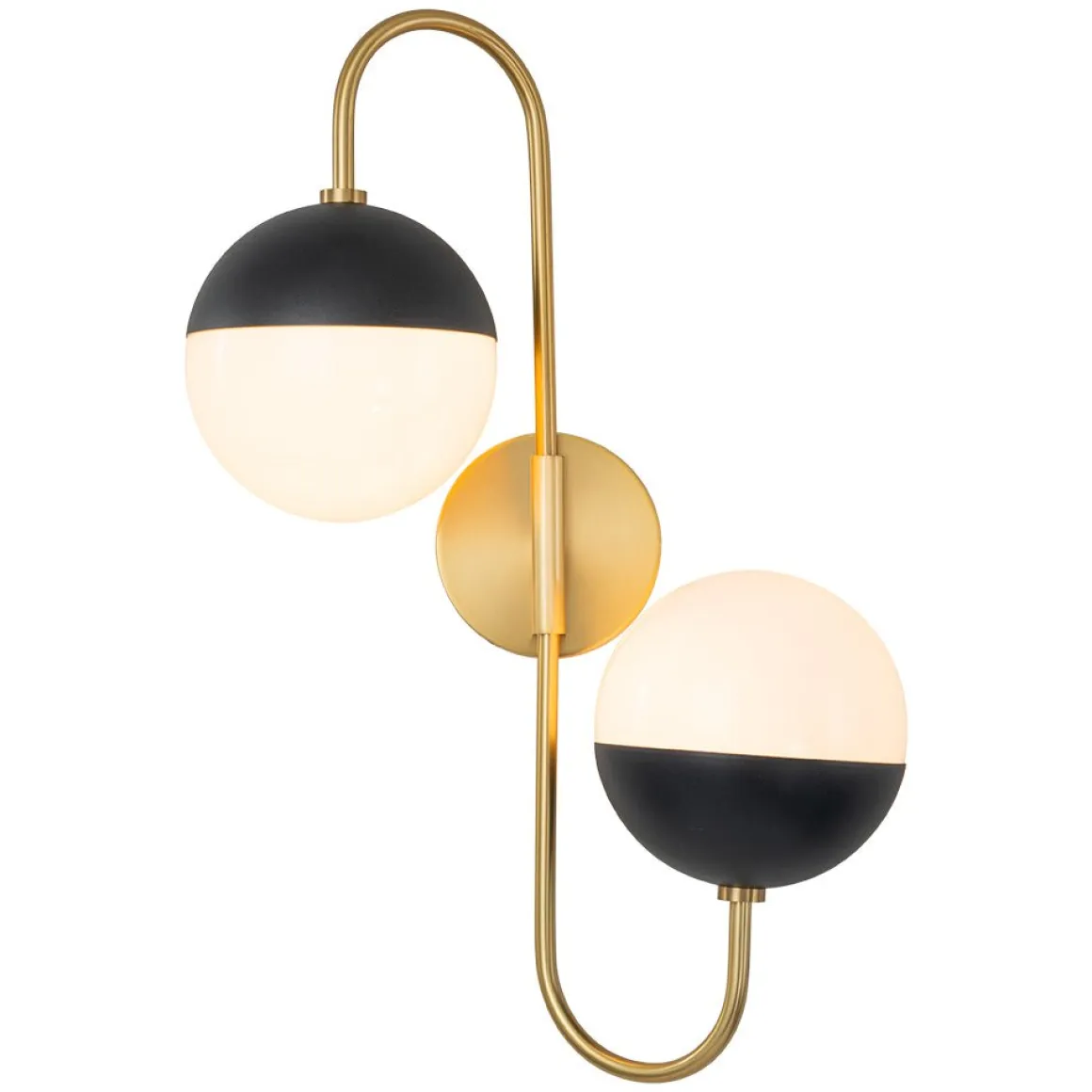Modern 2-Light Double Goose Arm Globe Wall Sconce