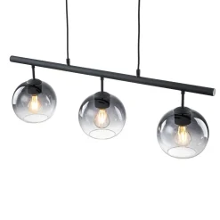 Modern 3-Light Gradual Smoked Glass Globe Island Chandelier