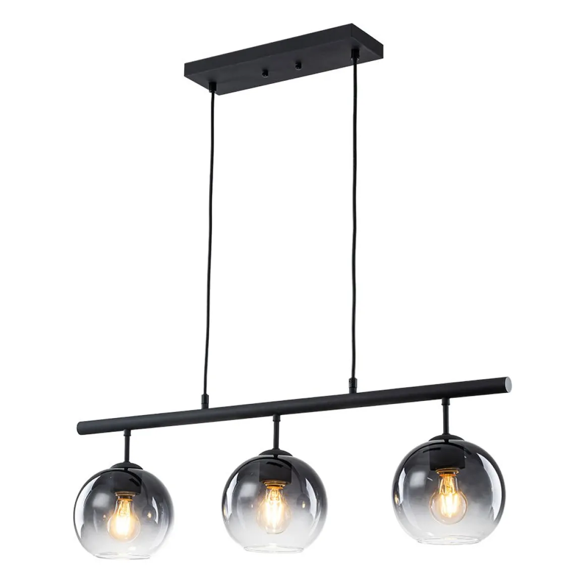 Modern 3-Light Gradual Smoked Glass Globe Island Chandelier