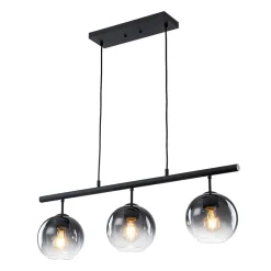 Modern 3-Light Gradual Smoked Glass Globe Island Chandelier