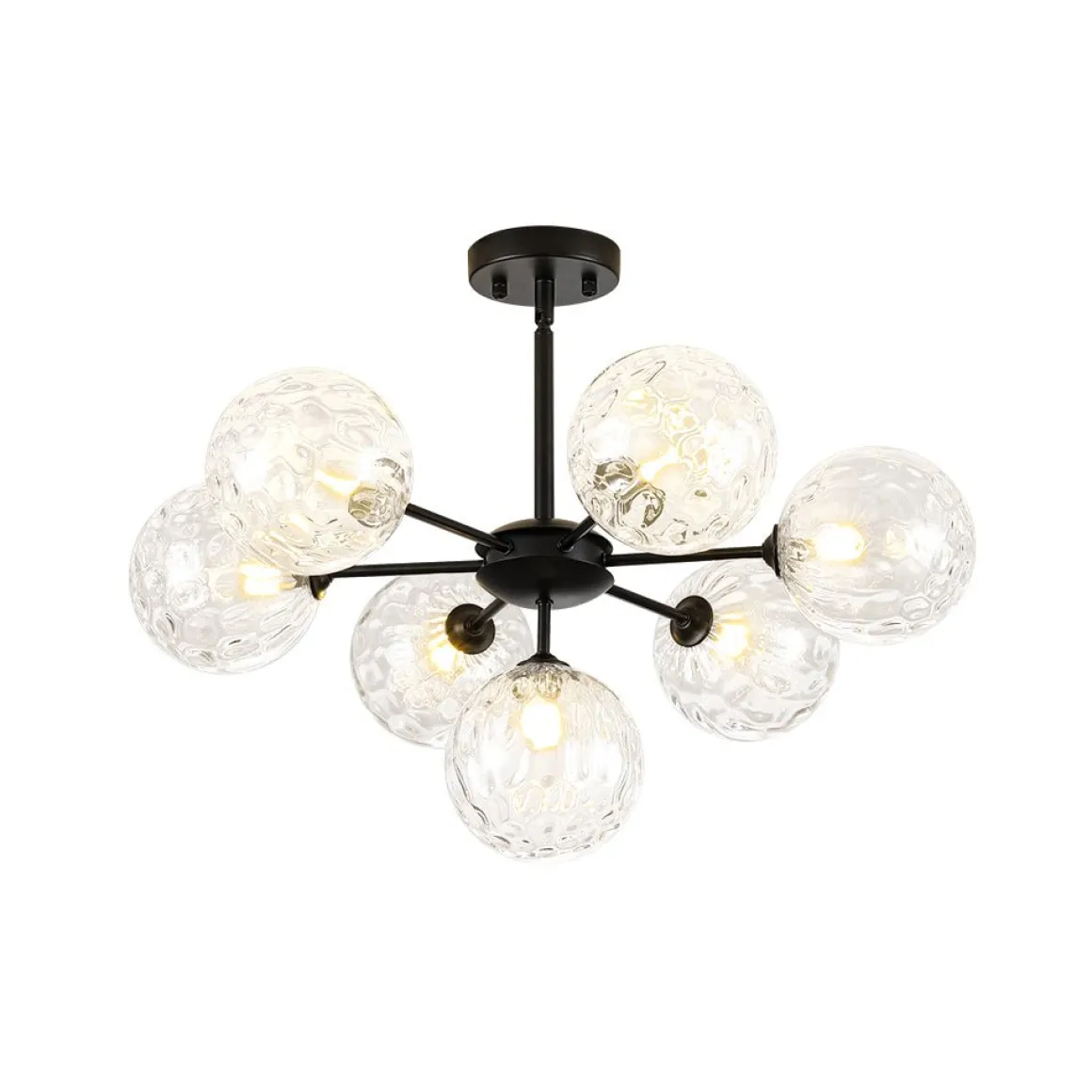 Modern 7-light Hammered Glass Globe Tier Sputnik Chandelier