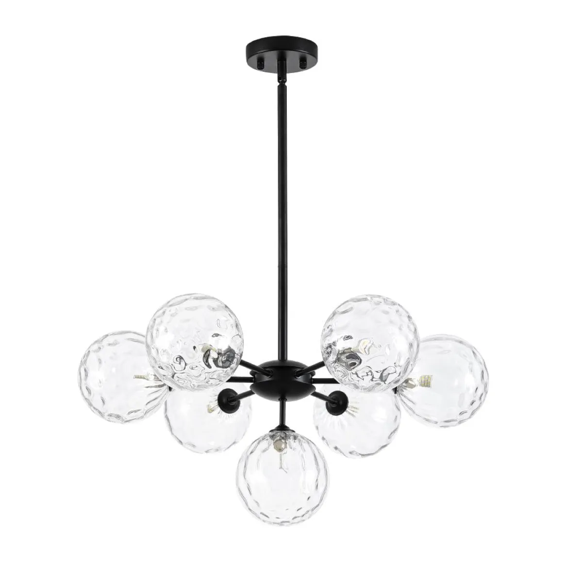 Modern 7-light Hammered Glass Globe Tier Sputnik Chandelier