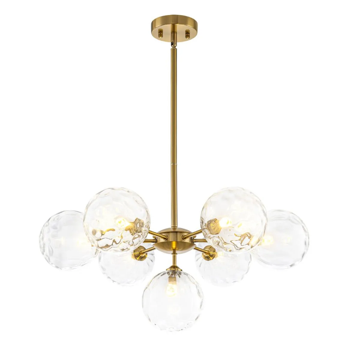 Modern 7-light Hammered Glass Globe Tier Sputnik Chandelier