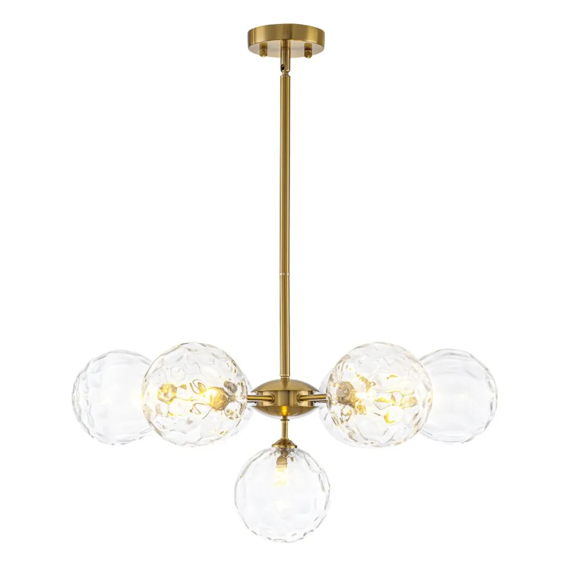 Modern 7-light Hammered Glass Globe Tier Sputnik Chandelier