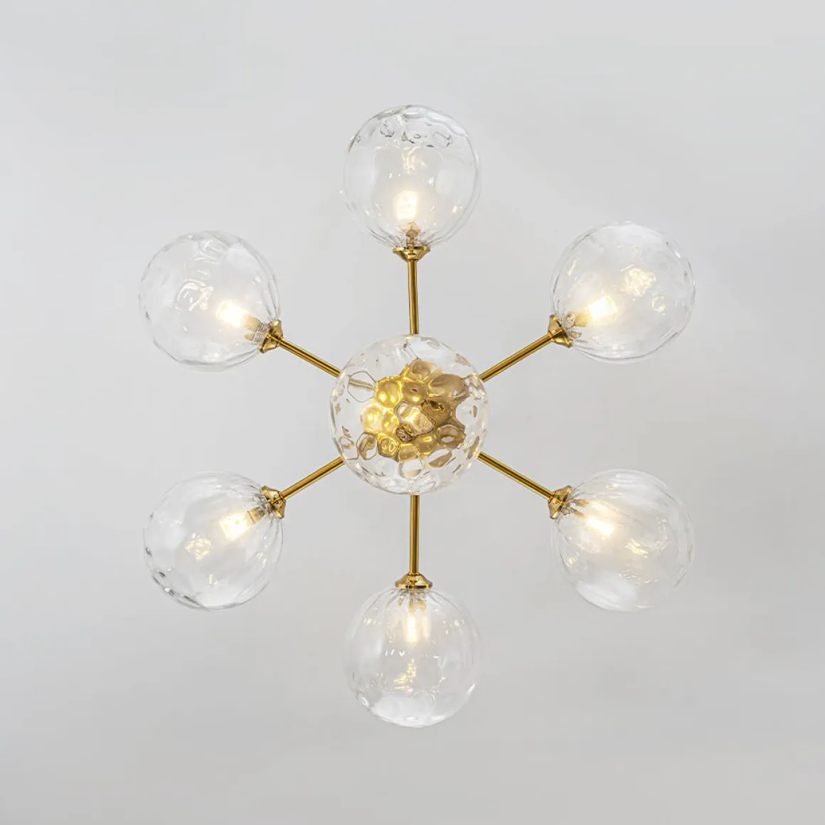Modern 7-light Hammered Glass Globe Tier Sputnik Chandelier