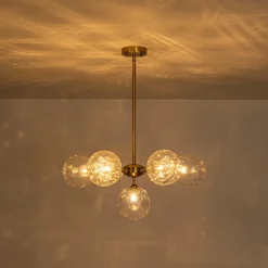 Modern 7-light Hammered Glass Globe Tier Sputnik Chandelier