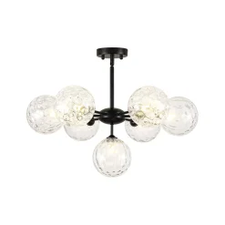 Modern 7-light Hammered Glass Globe Tier Sputnik Chandelier