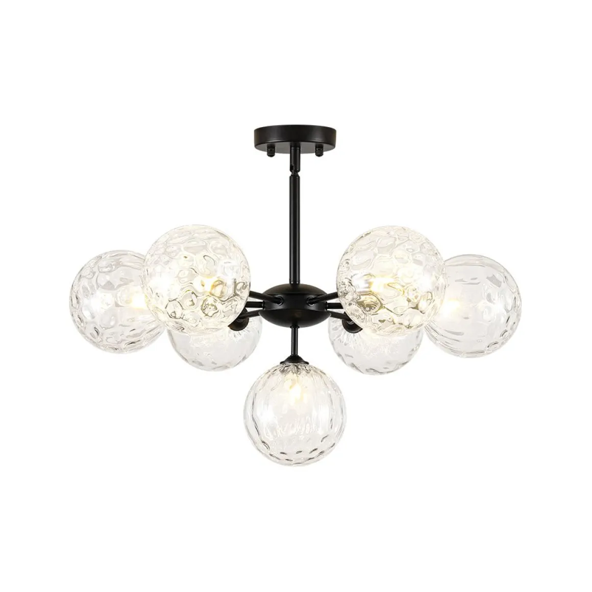 Modern 7-light Hammered Glass Globe Tier Sputnik Chandelier