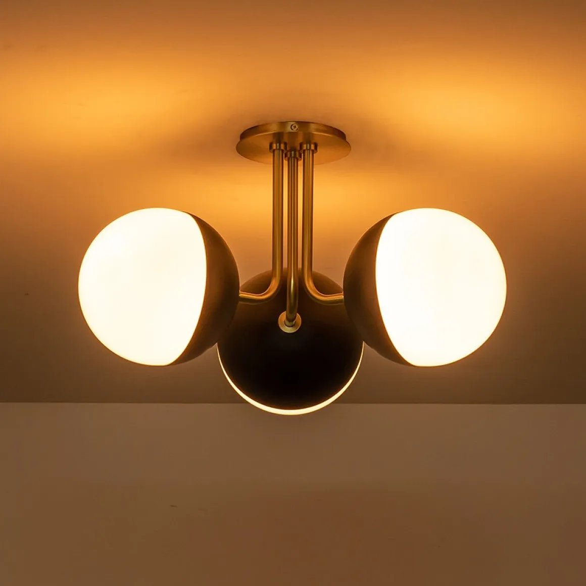 Modern 3-Light Milky Glass Globe Ceiling Light
