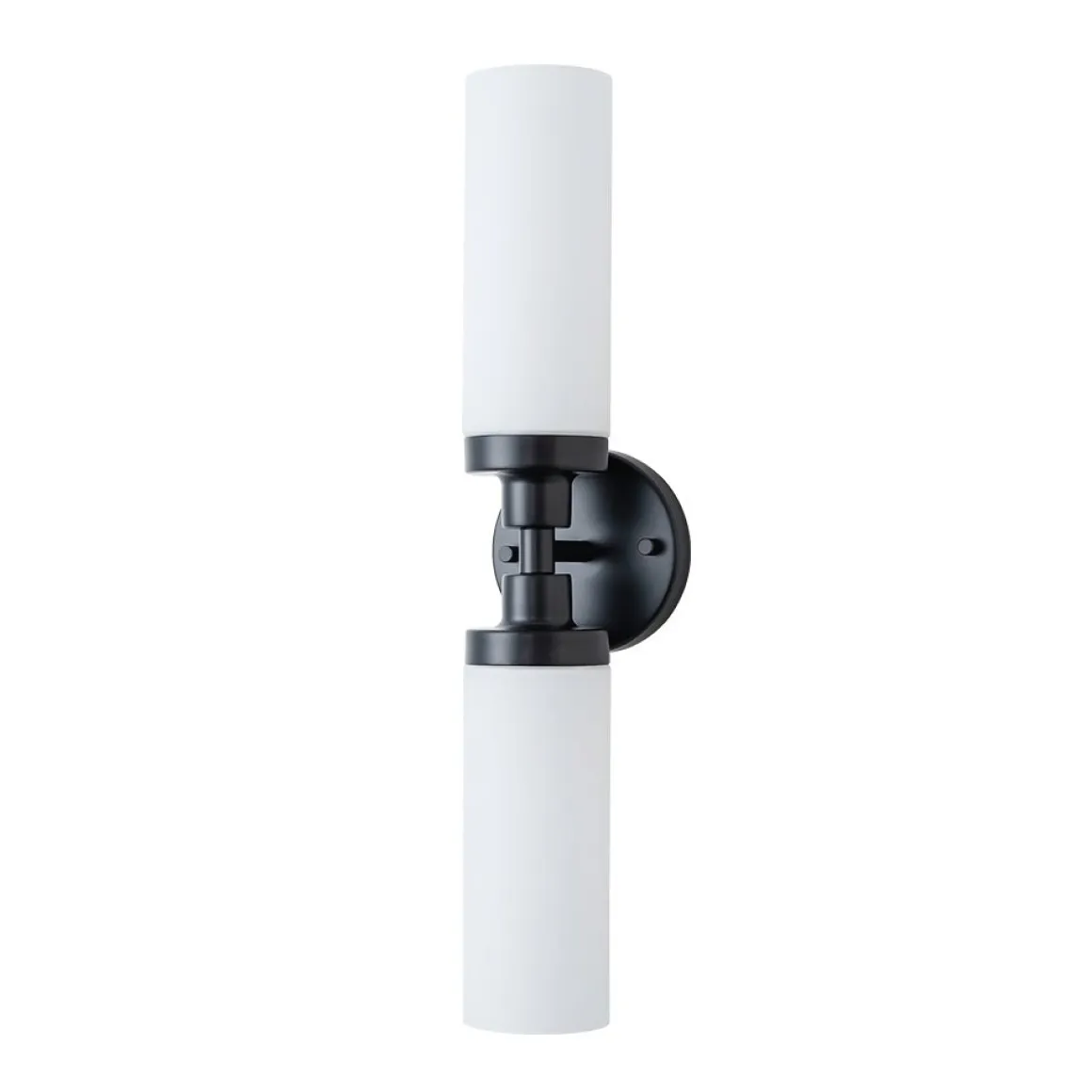 Modern 2-Light Opal Glass Cylinder Vanity Wall Lamp
