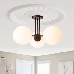 Modern 3-Light Opal Glass Globe Ceiling Light