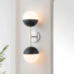 Modern 2-Light Opal Glass Globe Wall Sconce