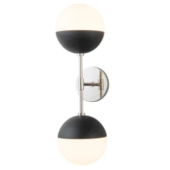 Modern 2-Light Opal Glass Globe Wall Sconce