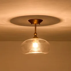 Modern 1-Light Round Donut Glass Semi Flush Mount