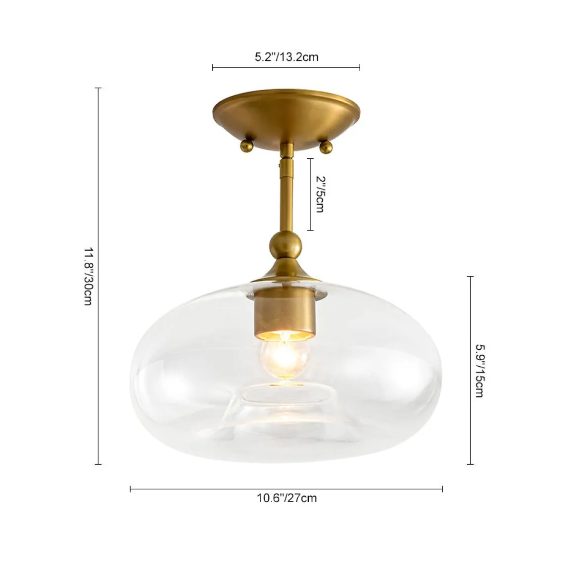 Modern 1-Light Round Donut Glass Semi Flush Mount