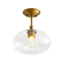 Modern 1-Light Round Donut Glass Semi Flush Mount