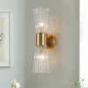 Modern 2-Light Up Down Ribbed Glass Hourglass Wall Lamp