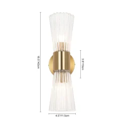 Modern 2-Light Up Down Ribbed Glass Hourglass Wall Lamp