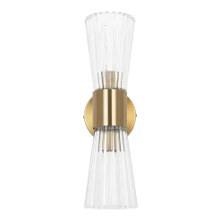 Modern 2-Light Up Down Ribbed Glass Hourglass Wall Lamp