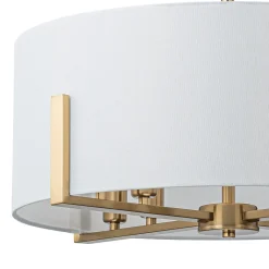 Modern 8-Light Wide Drum Fabric Cage Chandelier
