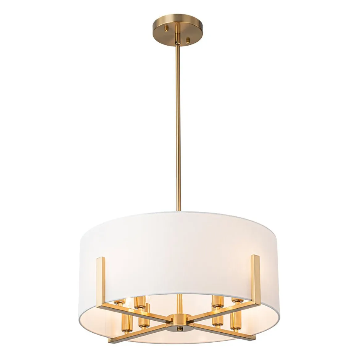 Modern 8-Light Wide Drum Fabric Cage Chandelier