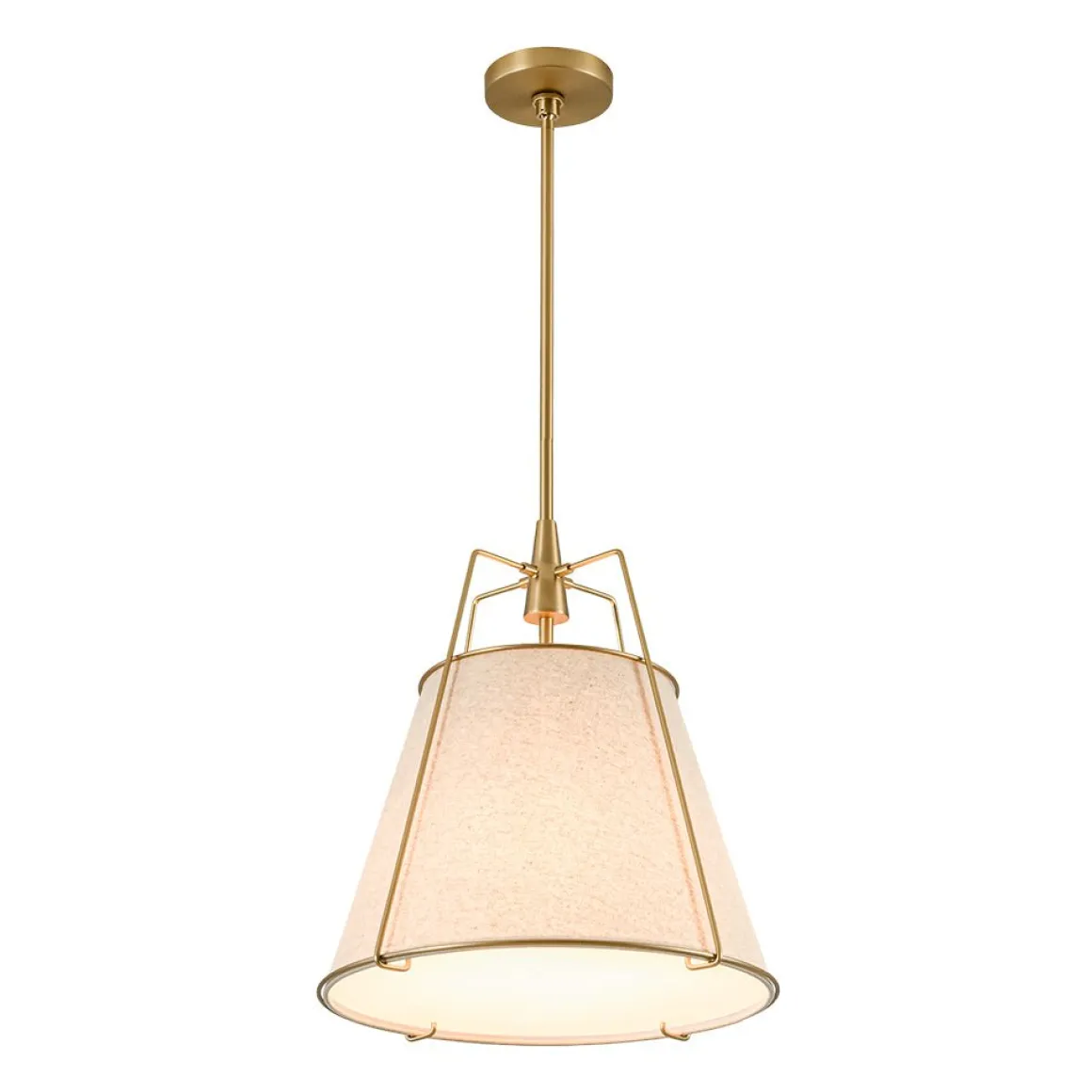 Modern Linen Conical Drum Cage Pendant Light