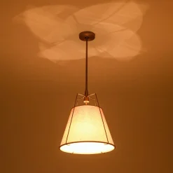 Modern Linen Conical Drum Cage Pendant Light