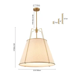 Modern Linen Conical Drum Cage Pendant Light