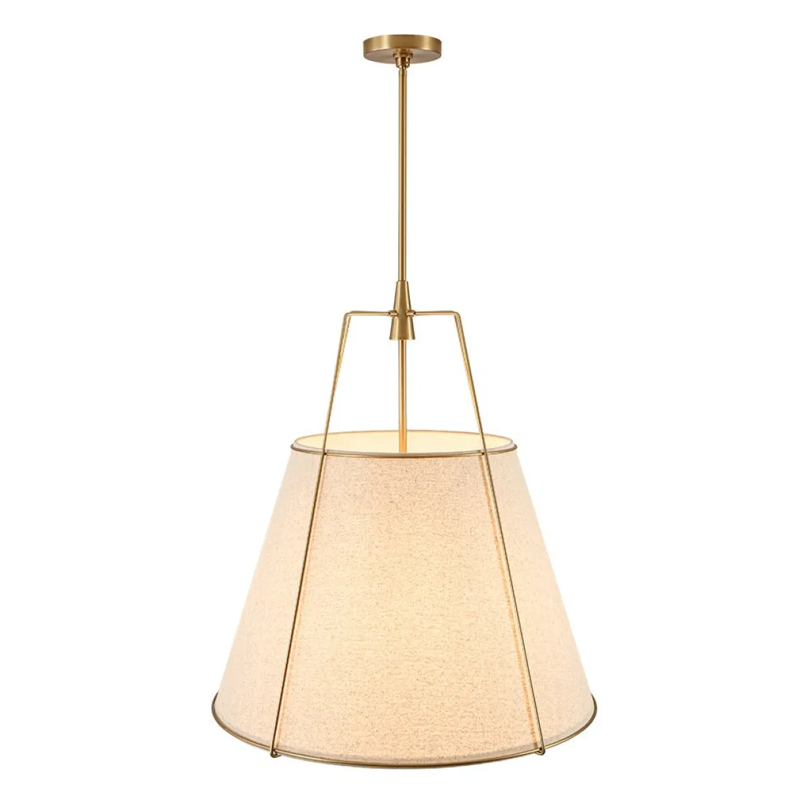 Modern Linen Conical Drum Cage Pendant Light