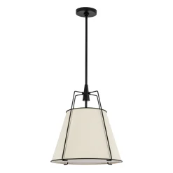 Modern Linen Conical Drum Cage Pendant Light