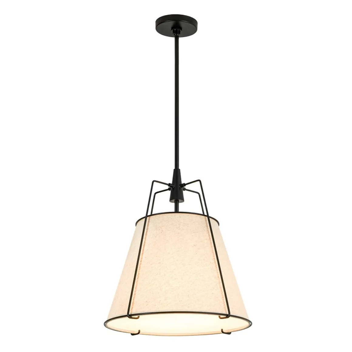 Modern Linen Conical Drum Cage Pendant Light