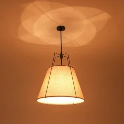 Modern Linen Conical Drum Cage Pendant Light