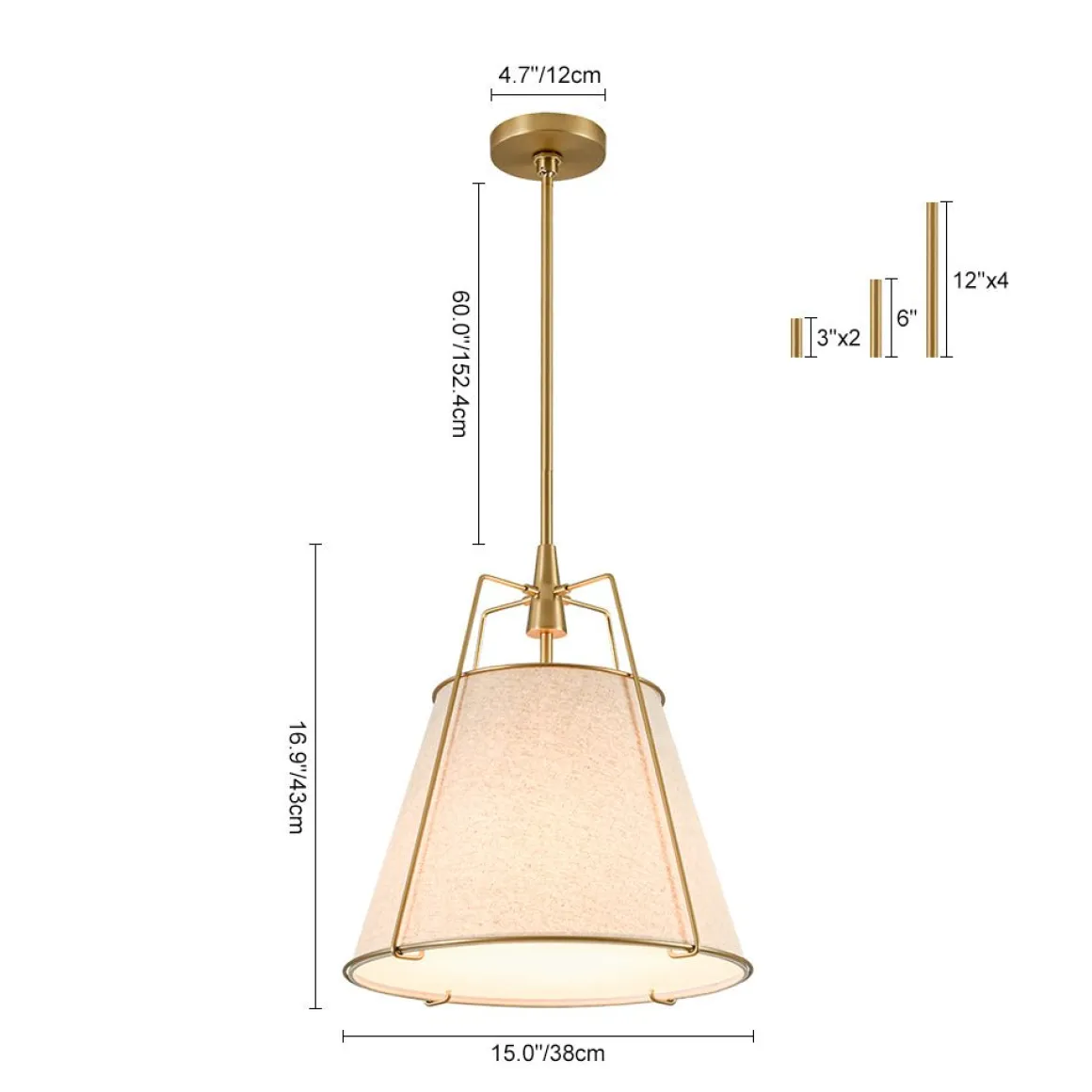 Modern Linen Conical Drum Cage Pendant Light