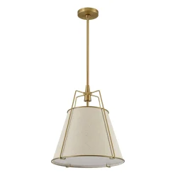 Modern Linen Conical Drum Cage Pendant Light