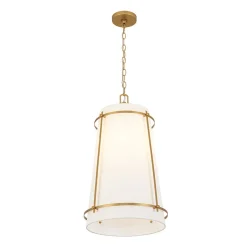 Modern Mid-Century Fabric Tall Cone Cage Pendant Light